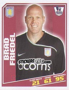 Figurina Brad Friedel - Premier League Inglese 2008-2009 n. 27 - Topps