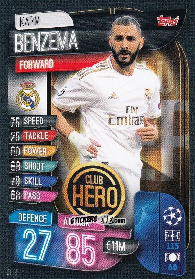 Figurina Karim Benzema - Uefa Champions League 2019-2020. Match Attax Extra. Italy n. CH4 - Topps