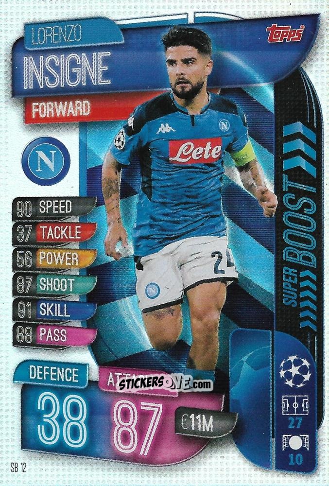 Sticker Lorenzo Insigne - Uefa Champions League 2019-2020. Match Attax Extra. Italy n. SB12 - Topps