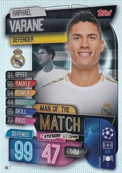 Figurina Raphaël Varane - Uefa Champions League 2019-2020. Match Attax Extra. Italy n. MM7 - Topps