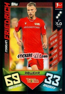 Cromo Marvin Friedrich - German Fussball Bundesliga 2019-2020. Match Attax Action n. 421 - Topps