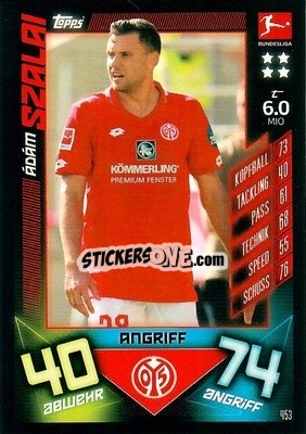 Cromo Ádám Szalai - German Fussball Bundesliga 2019-2020. Match Attax Action n. 453 - Topps