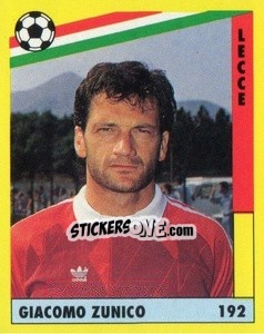 Cromo Giacomo Zunico - Il Grande Calcio 1991 n. 192 - Vallardi