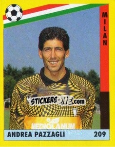 Cromo Andrea Pazzagli - Il Grande Calcio 1991 n. 209 - Vallardi