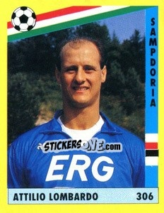 Sticker Attilio Lombardo - Il Grande Calcio 1991 n. 306 - Vallardi
