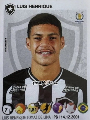 Cromo Luís Henrique - Campeonato Brasileiro 2020 n. 259 - Panini
