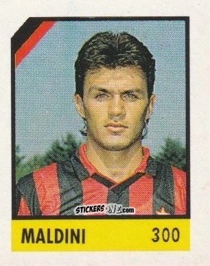 Sticker Maldini - Micro Calcio Campionato 1990-1991 n. 300 - Vallardi