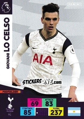 Cromo Giovani Lo Celso - English Premier League 2020-2021. Adrenalyn XL n. 91 - Panini