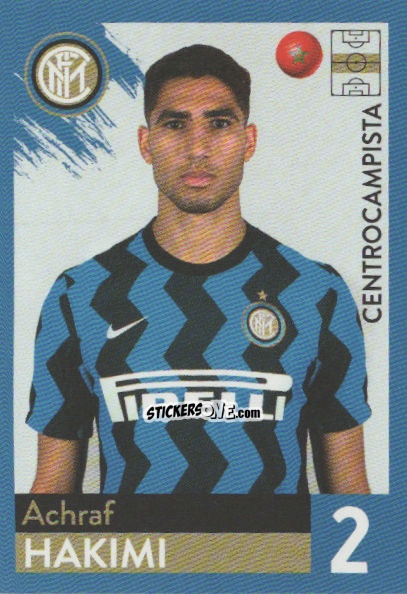 Figurina Achraf Hakimi - F.c. Inter 2020-2021 n. 21 - Euro Publishing