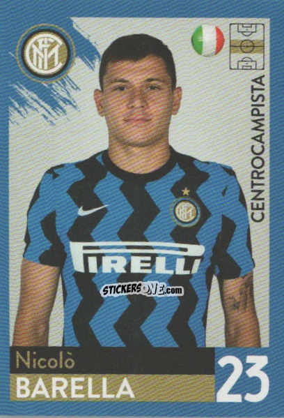 Figurina Nicolò Barella - F.c. Inter 2020-2021 n. 28 - Euro Publishing