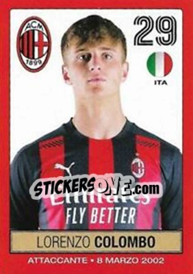 Figurina Lorenzo Colombo - A. C. Milan 2020-2021 n. 43 - Euro Publishing