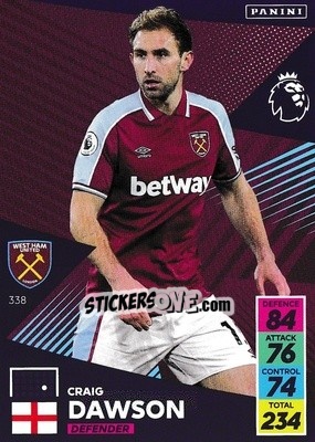 Figurina Craig Dawson - English Premier League 2021-2022. Adrenalyn XL n. 338 - Panini