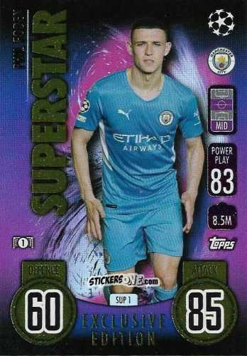 Cromo Phil Foden - UEFA Champions League & Europa League 2021-2022. Match Attax n. SUP1 - Topps