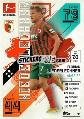 Figurina Florian Niederlechner - German Fussball Bundesliga 2021-2022. Match Attax n. 33 - Topps