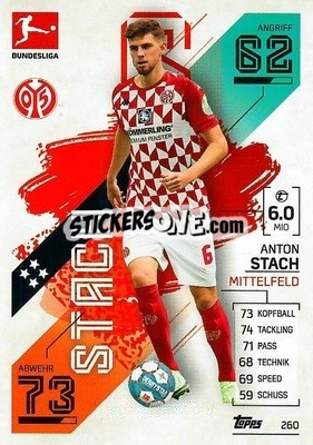 Cromo Anton Stach - German Fussball Bundesliga 2021-2022. Match Attax n. 260 - Topps