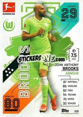 Figurina John Anthony Brooks - German Fussball Bundesliga 2021-2022. Match Attax n. 328 - Topps