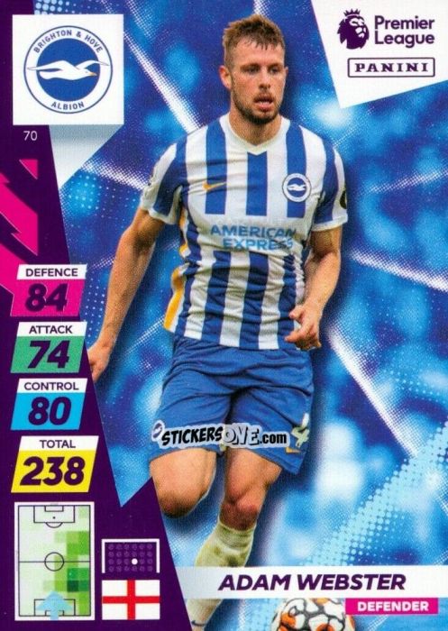 Cromo Adam Webster - English Premier League 2021-2022. Adrenalyn XL Plus n. 70 - Panini