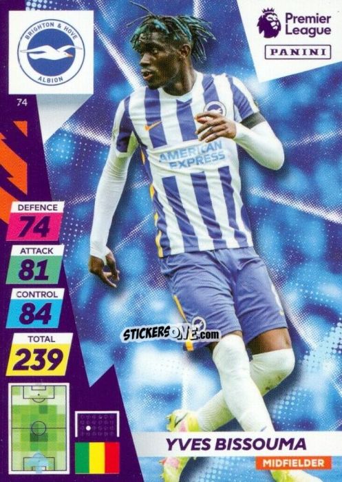 Cromo Yves Bissouma - English Premier League 2021-2022. Adrenalyn XL Plus n. 74 - Panini