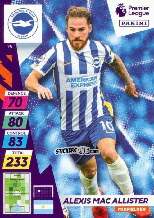 Cromo Alexis Mac Allister - English Premier League 2021-2022. Adrenalyn XL Plus n. 75 - Panini