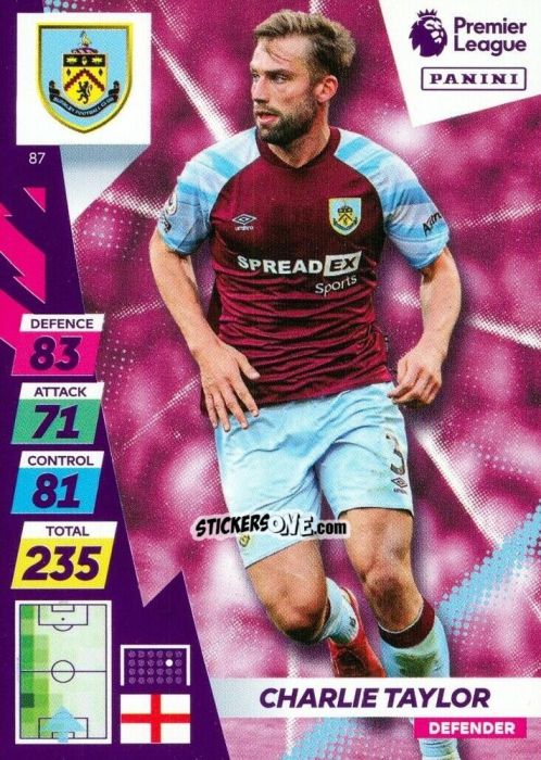 Cromo Charlie Taylor - English Premier League 2021-2022. Adrenalyn XL Plus n. 87 - Panini