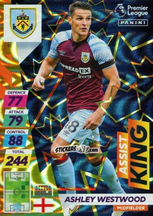Figurina Ashley Westwood - English Premier League 2021-2022. Adrenalyn XL Plus n. 95 - Panini
