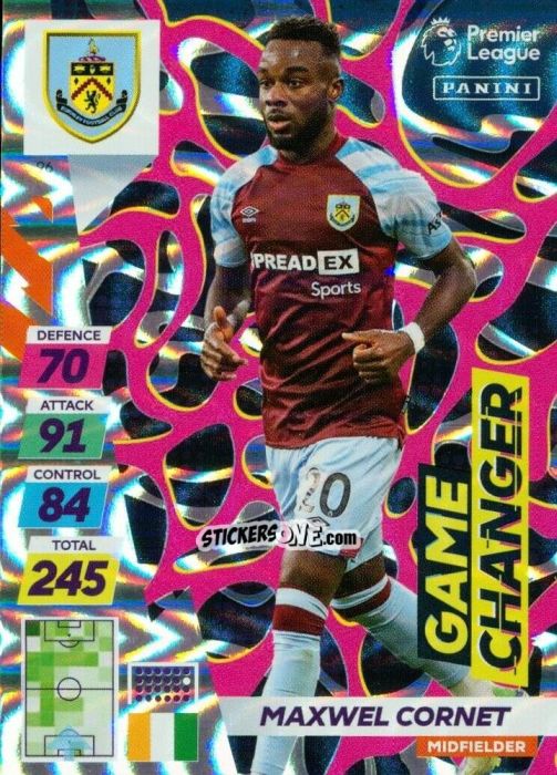 Cromo Maxwel Cornet - English Premier League 2021-2022. Adrenalyn XL Plus n. 96 - Panini