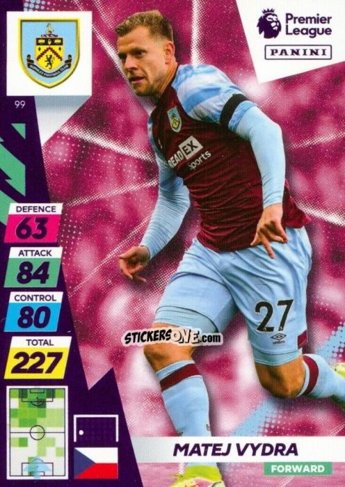 Cromo Matej Vydra - English Premier League 2021-2022. Adrenalyn XL Plus n. 99 - Panini