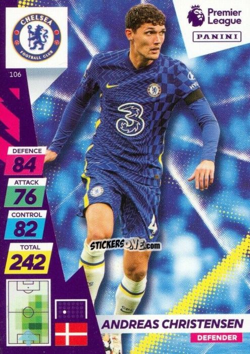 Cromo Andreas Christensen - English Premier League 2021-2022. Adrenalyn XL Plus n. 106 - Panini