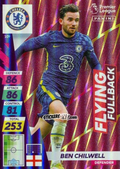 Sticker Ben Chilwell - English Premier League 2021-2022. Adrenalyn XL Plus n. 109 - Panini