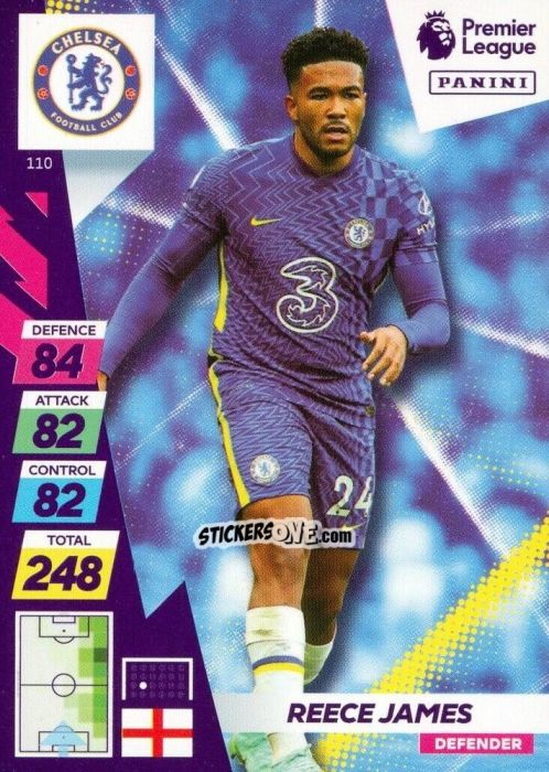 Figurina Reece James - English Premier League 2021-2022. Adrenalyn XL Plus n. 110 - Panini