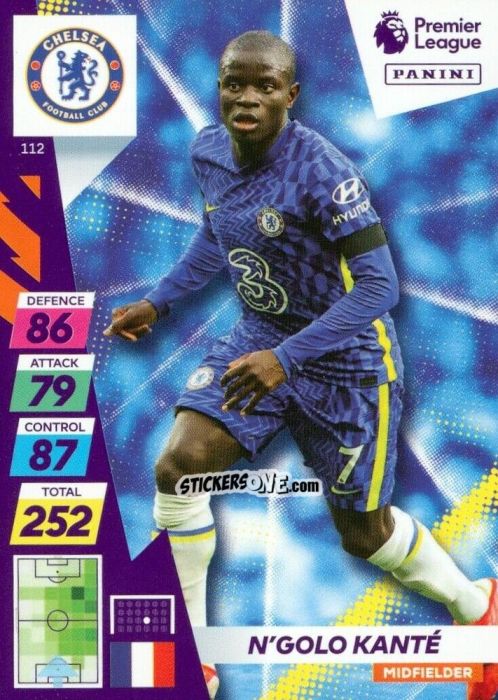 Figurina N'Golo Kanté - English Premier League 2021-2022. Adrenalyn XL Plus n. 112 - Panini
