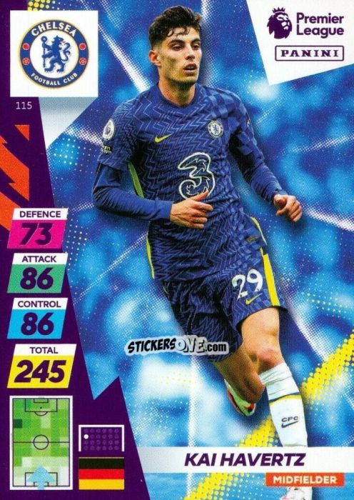 Figurina Kai Havertz - English Premier League 2021-2022. Adrenalyn XL Plus n. 115 - Panini