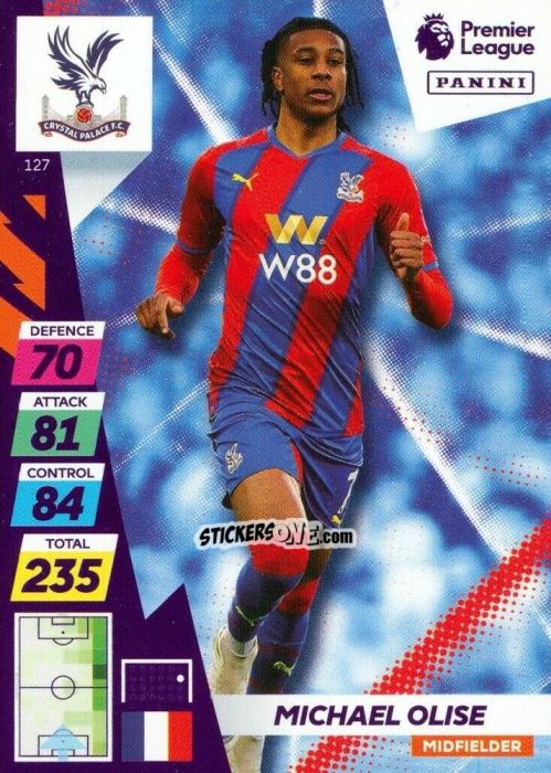 Sticker Michael Olise - English Premier League 2021-2022. Adrenalyn XL Plus n. 127 - Panini