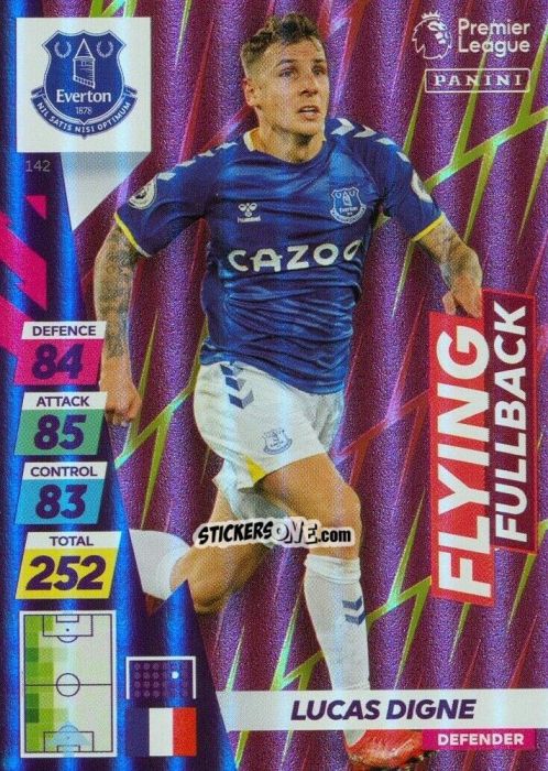 Figurina Lucas Digne - English Premier League 2021-2022. Adrenalyn XL Plus n. 142 - Panini
