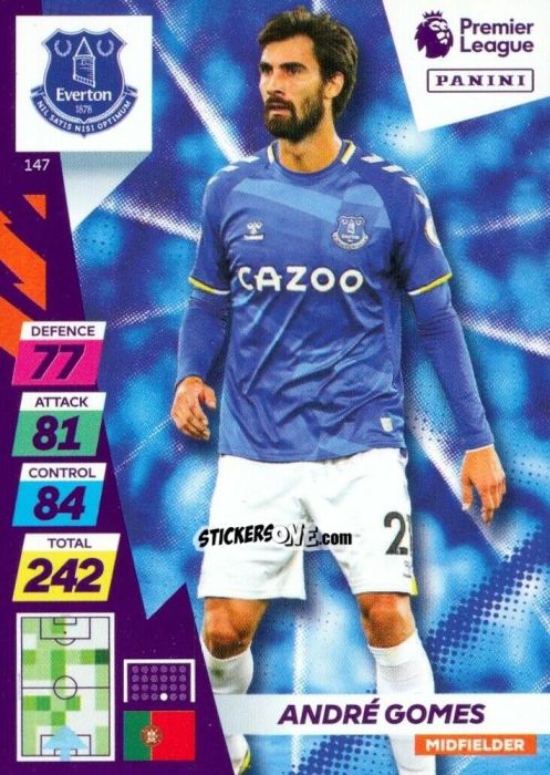 Figurina André Gomes - English Premier League 2021-2022. Adrenalyn XL Plus n. 147 - Panini