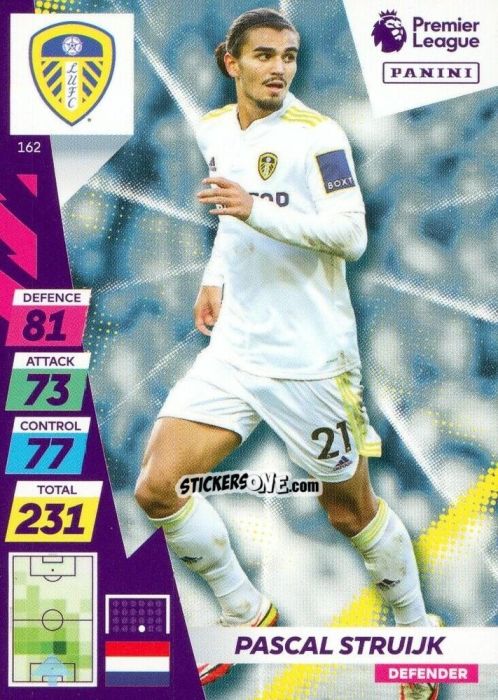 Figurina Pascal Struijk - English Premier League 2021-2022. Adrenalyn XL Plus n. 162 - Panini