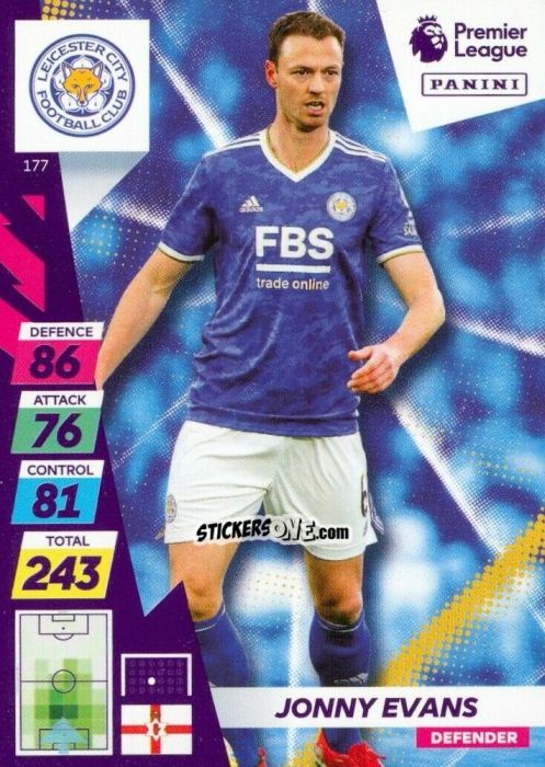 Cromo Jonny Evans - English Premier League 2021-2022. Adrenalyn XL Plus n. 177 - Panini