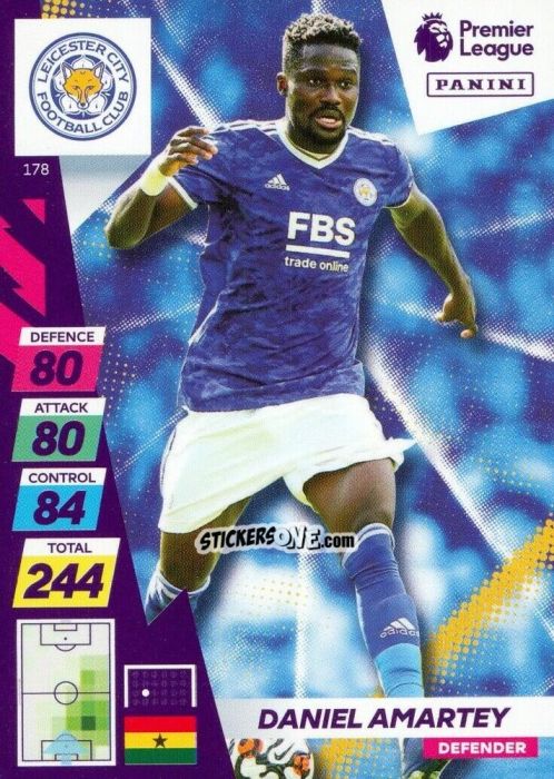 Cromo Daniel Amartey - English Premier League 2021-2022. Adrenalyn XL Plus n. 178 - Panini