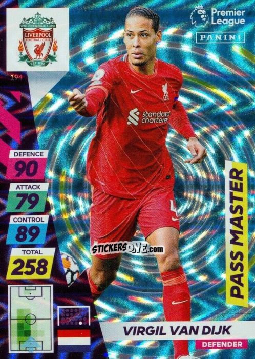 Figurina Virgil Van Dijk - English Premier League 2021-2022. Adrenalyn XL Plus n. 194 - Panini