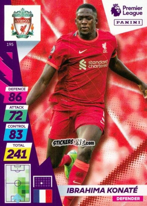 Sticker Ibrahima Konaté - English Premier League 2021-2022. Adrenalyn XL Plus n. 195 - Panini
