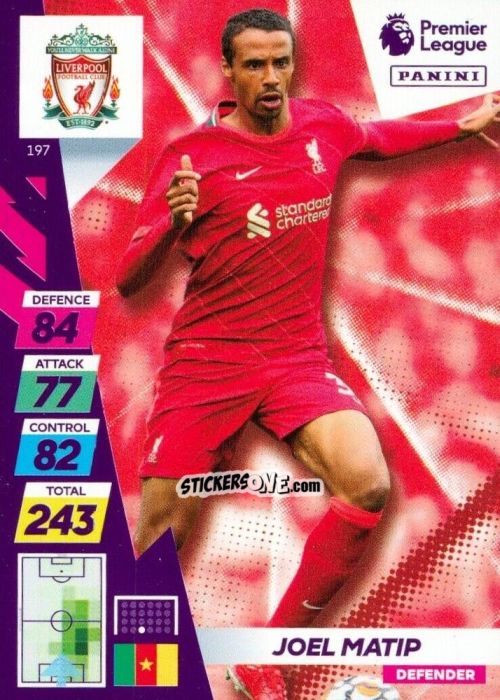 Figurina Joel Matip - English Premier League 2021-2022. Adrenalyn XL Plus n. 197 - Panini