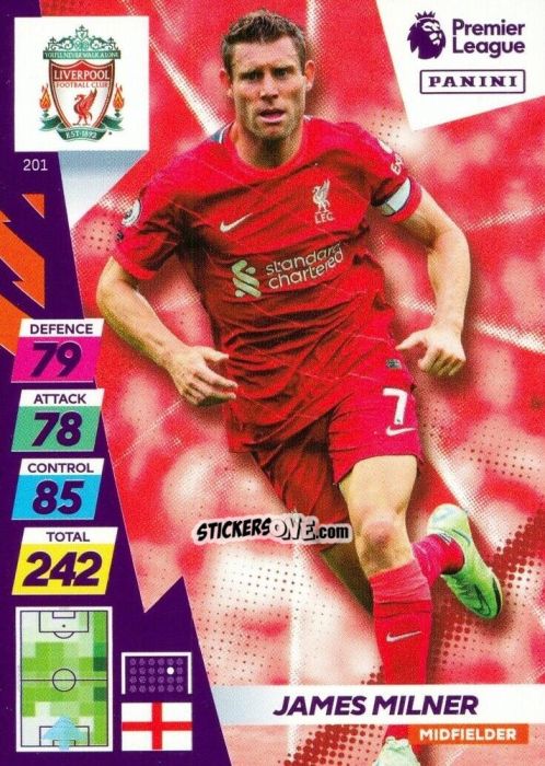 Cromo James Milner - English Premier League 2021-2022. Adrenalyn XL Plus n. 201 - Panini