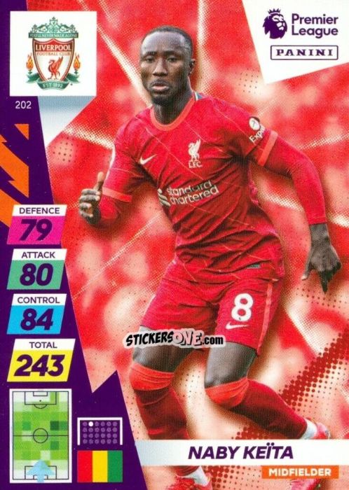 Sticker Naby Keita - English Premier League 2021-2022. Adrenalyn XL Plus n. 202 - Panini