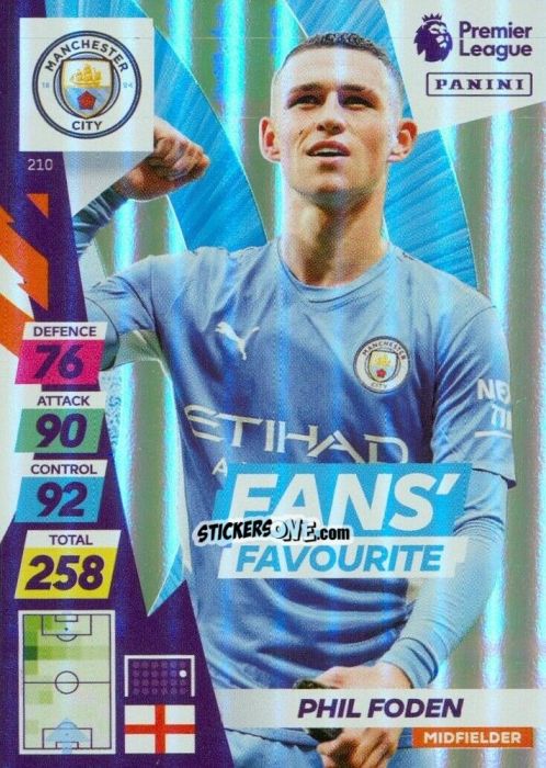 Cromo Phil Foden - English Premier League 2021-2022. Adrenalyn XL Plus n. 210 - Panini