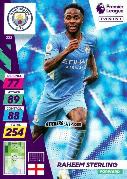 Cromo Raheem Sterling - English Premier League 2021-2022. Adrenalyn XL Plus n. 223 - Panini