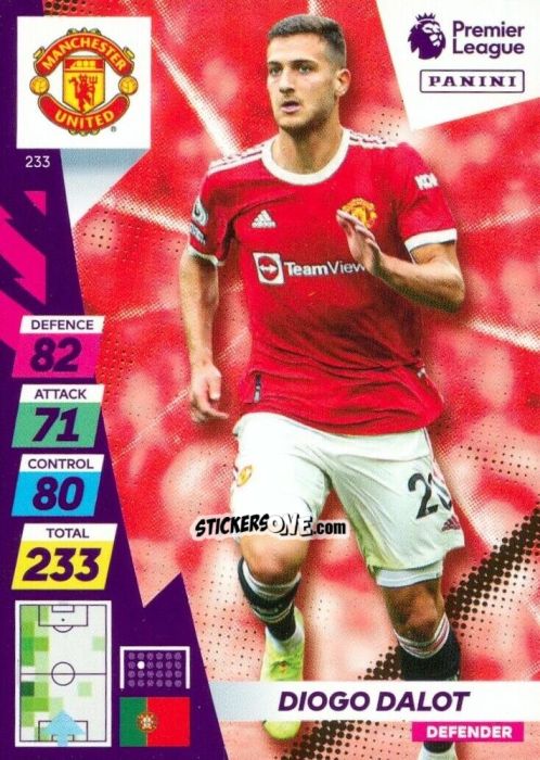 Cromo Diogo Dalot - English Premier League 2021-2022. Adrenalyn XL Plus n. 233 - Panini