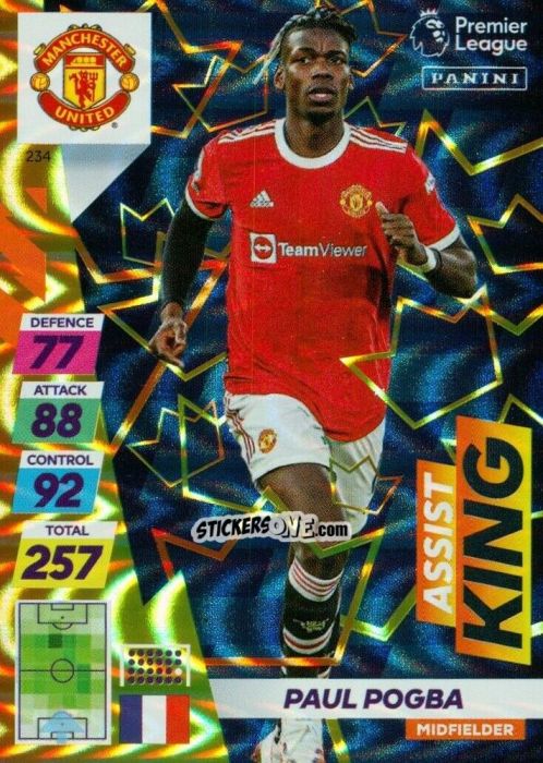 Figurina Paul Pogba - English Premier League 2021-2022. Adrenalyn XL Plus n. 234 - Panini