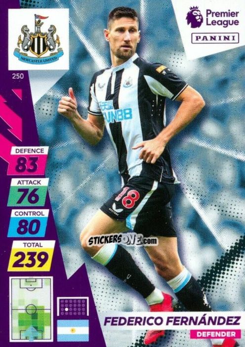 Sticker Federico Fernández - English Premier League 2021-2022. Adrenalyn XL Plus n. 250 - Panini