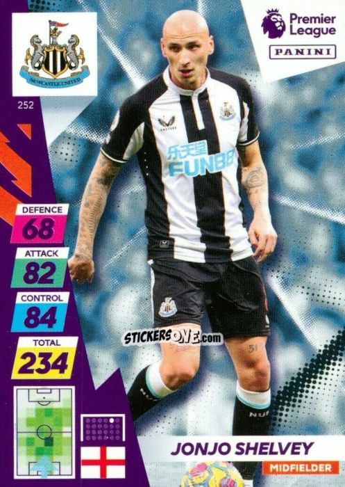 Cromo Jonjo Shelvey - English Premier League 2021-2022. Adrenalyn XL Plus n. 252 - Panini