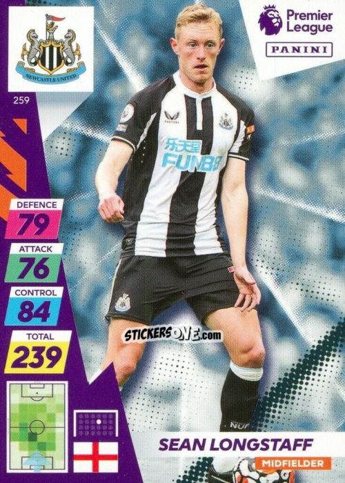 Figurina Sean Longstaff - English Premier League 2021-2022. Adrenalyn XL Plus n. 259 - Panini